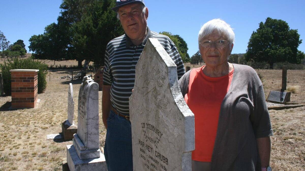 PRESERVING HISTORY: Two of ‘The Forest’ cemetery caretakers, Keith Speer of Goulburn and Edith Medway of Crookwell, were astounded to learn that the facility off Middle Arm Rd was to be sold by Council for unpaid rates. Both said it was part of the area’s history and rate notices were never sent.