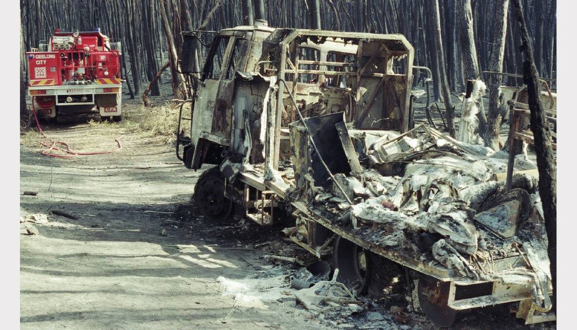 DECEMBER 2, 1998: Five firefighters from Geelong West were killed when fire tore through bushland near Linton. After an unexpected wind change, the men's truck was engulfed by flames. An coronial inquiry into the deaths led to widespread changes to CFA safety standards.
