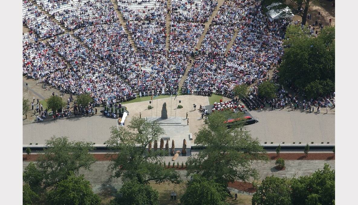 FEBRUARY 6, 2004: The Australian Ex-Prisoners of War Memorial on the edge of the Ballarat Botanical Gardens was opened by General Peter Cosgrove. More than 11,000 attended the opening, including then Governor General Michael Jeffery. 