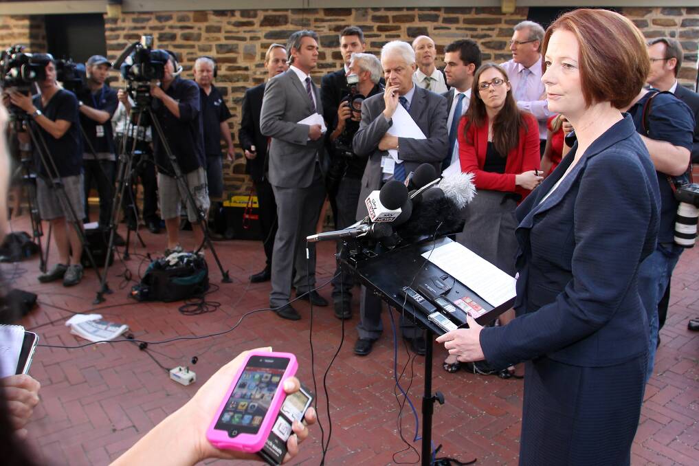 Prime Minister Julia Gillard speaks at a news conference after Kevin Rudd's resignation as foreign minister. Photo: Getty Images