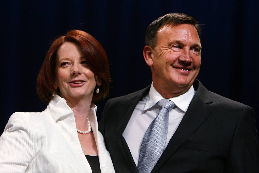 Prime Minister Julia Gillard and her partner Tim Mathieson during the Labor Party election night function on Federal Election day on August 21, 2010. Photo: Getty Images