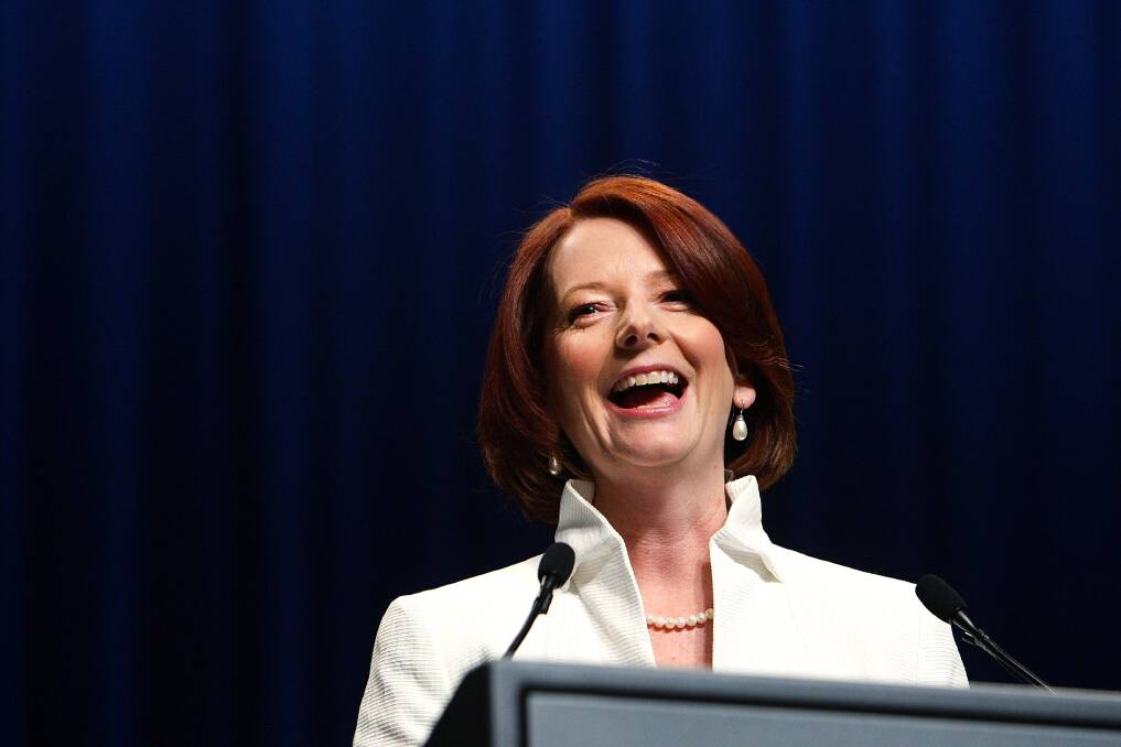 Prime Minister Julia Gillard delivers her election night speech to Labor Party supporters on election night. Photo: Getty Images